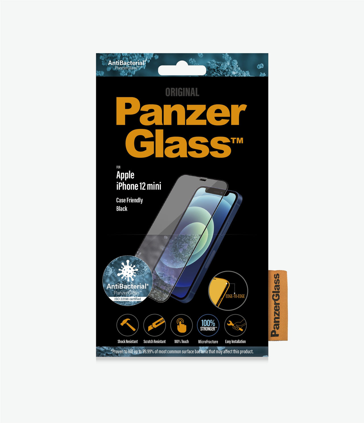 PanzerGlass Edge to Edge Glass Screen Protector for iPhone 12 Mini - Black