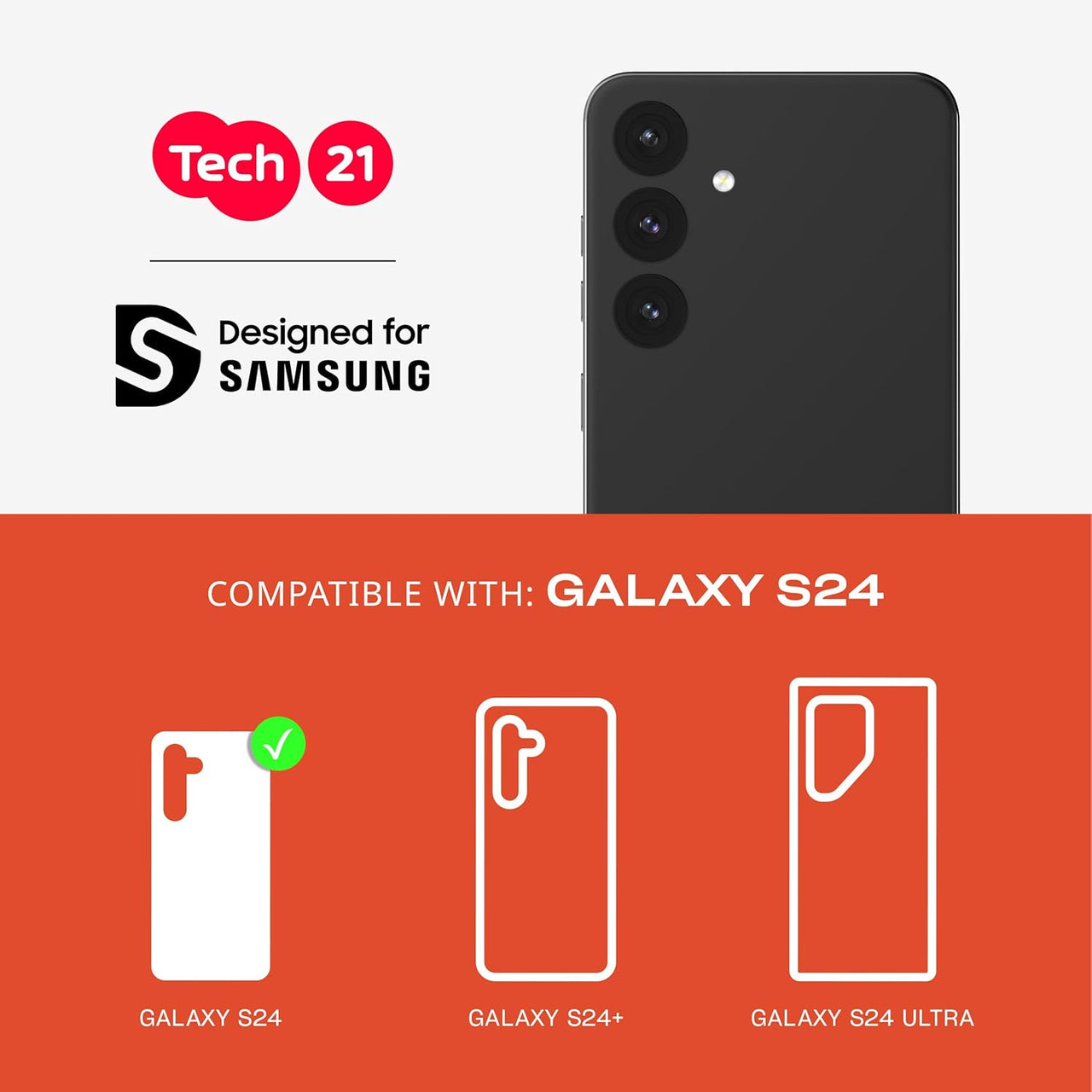 Tech21 EvoCheck Case for Samsung Galaxy S24 - Smokey/Black