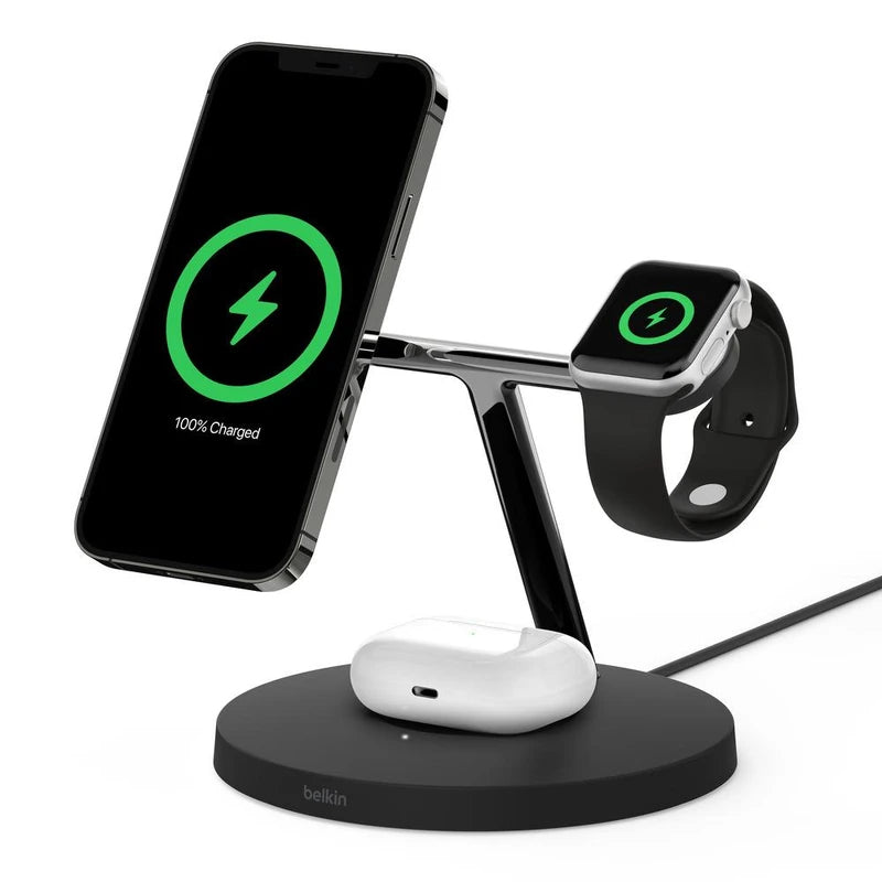 Belkin 3-in-1 Wireless Charger for Apple MagSafe - Black (Watch|Airpods|iPhone)