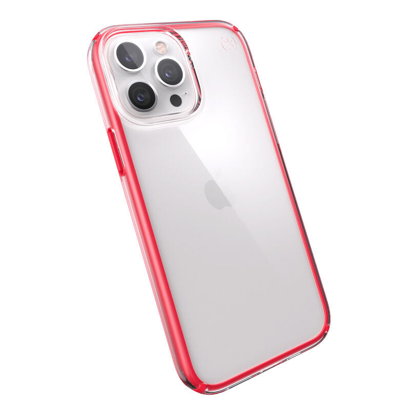 Speck Presidio Perfect Clear Impact Geometry Case For iPhone 13 Standard 6.1 - Red