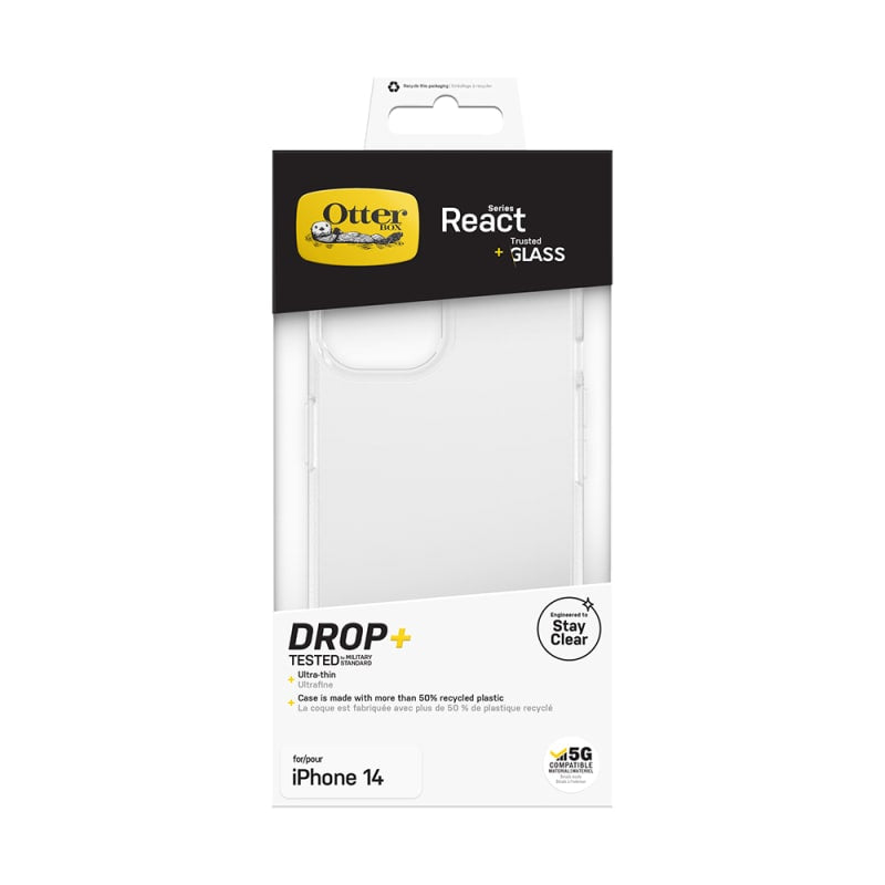 Otterbox React Case and Screen Guard Bundle Pack for iPhone 14 - Clear