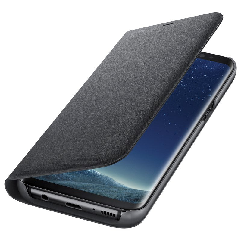 Samsung Galaxy S8 Led Flip Wallet Cover - Black