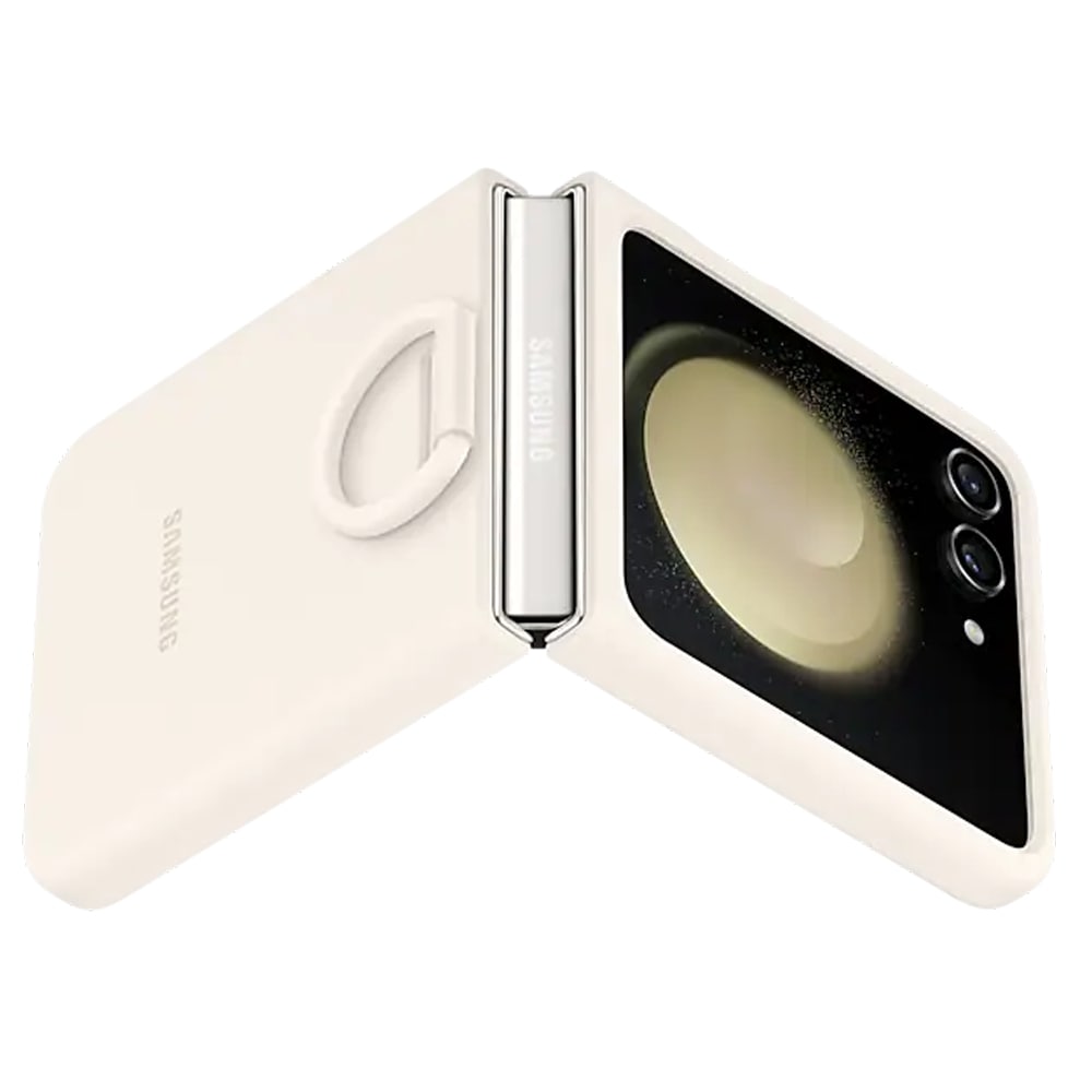 Samsung Silicone Case with Ring for Galaxy Z Flip5 - Cream
