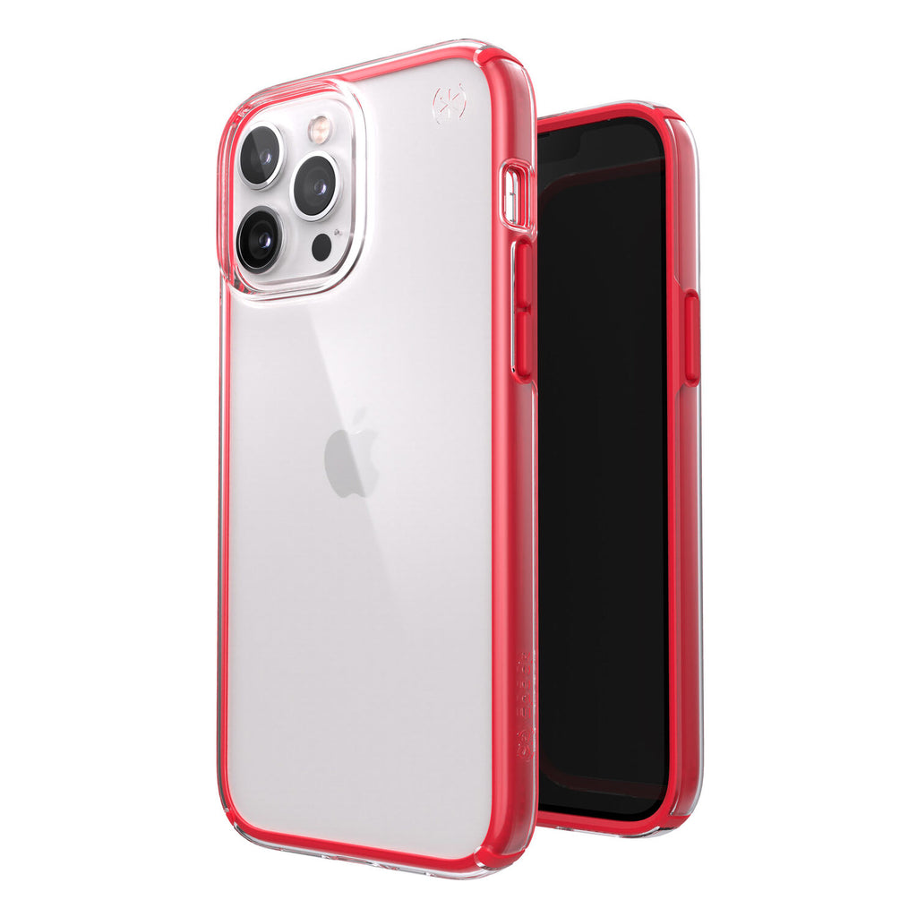 Speck Presidio Perfect Clear Impact Geometry Case For iPhone 13 Standard 6.1 - Red