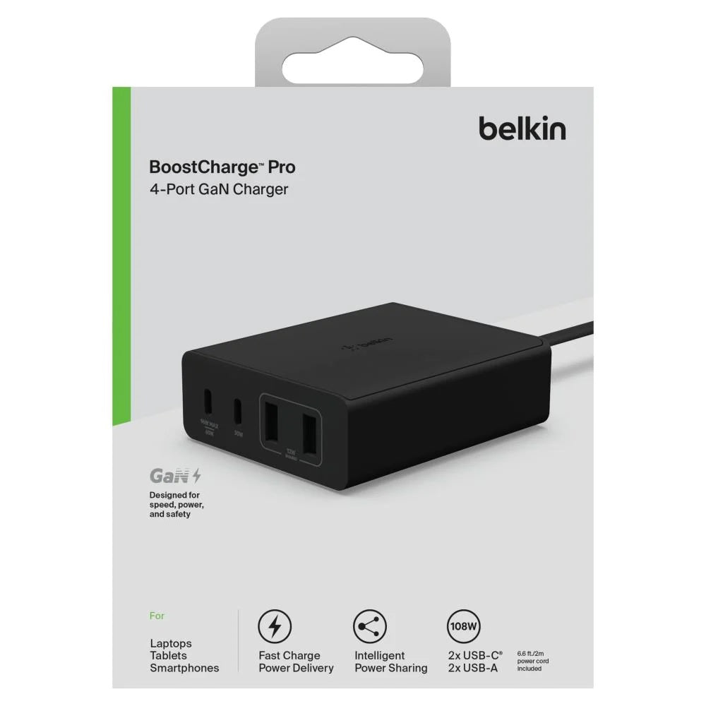 Belkin BoostCharge Pro 4Port GaN Charger 108W- Black