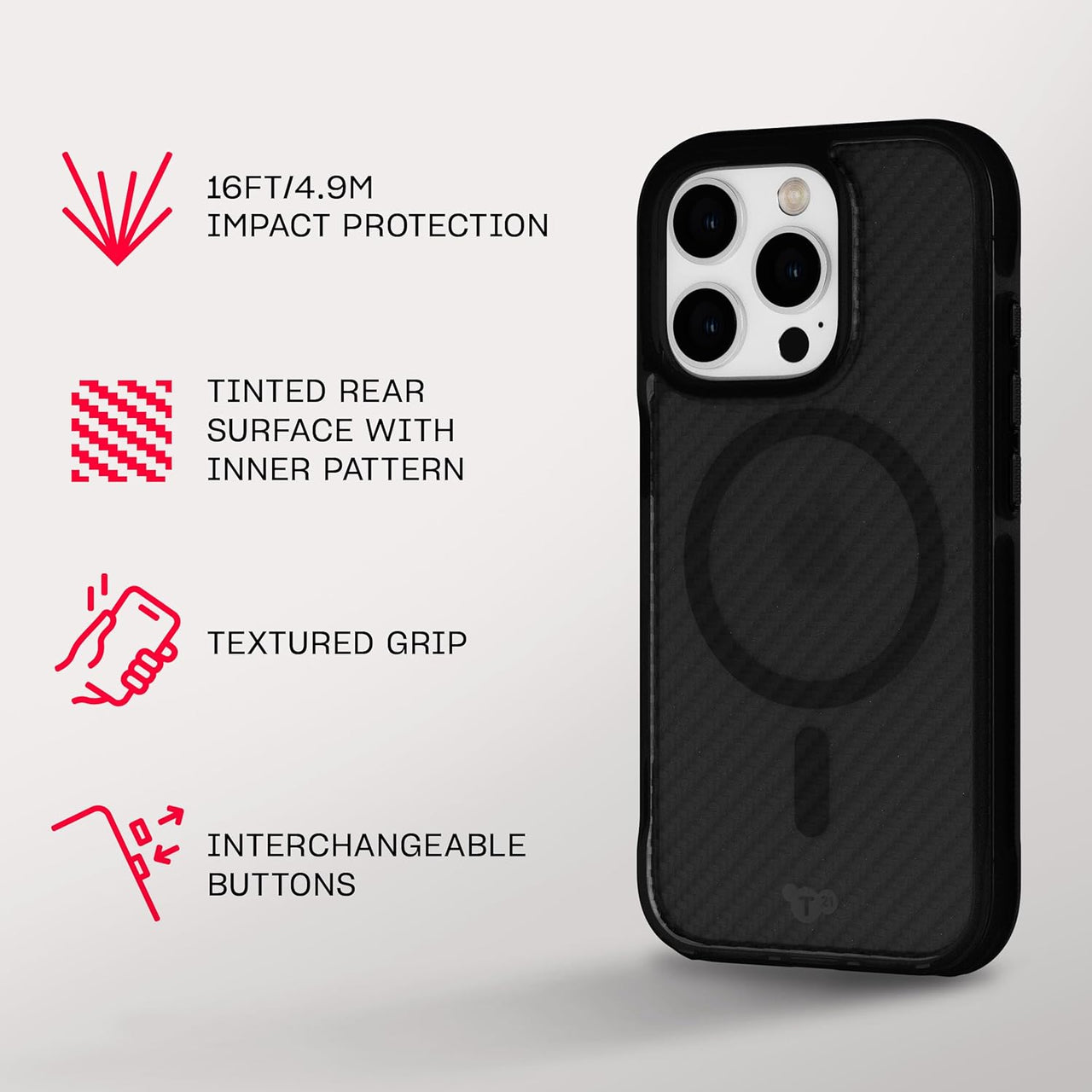 Tech21 EvoArmor MagSafe Back Case for iPhone 16 Pro - Black