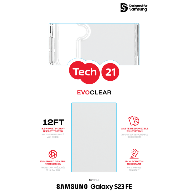 Tech21 EvoClear Case for Samsung Galaxy S23 FE - Clear