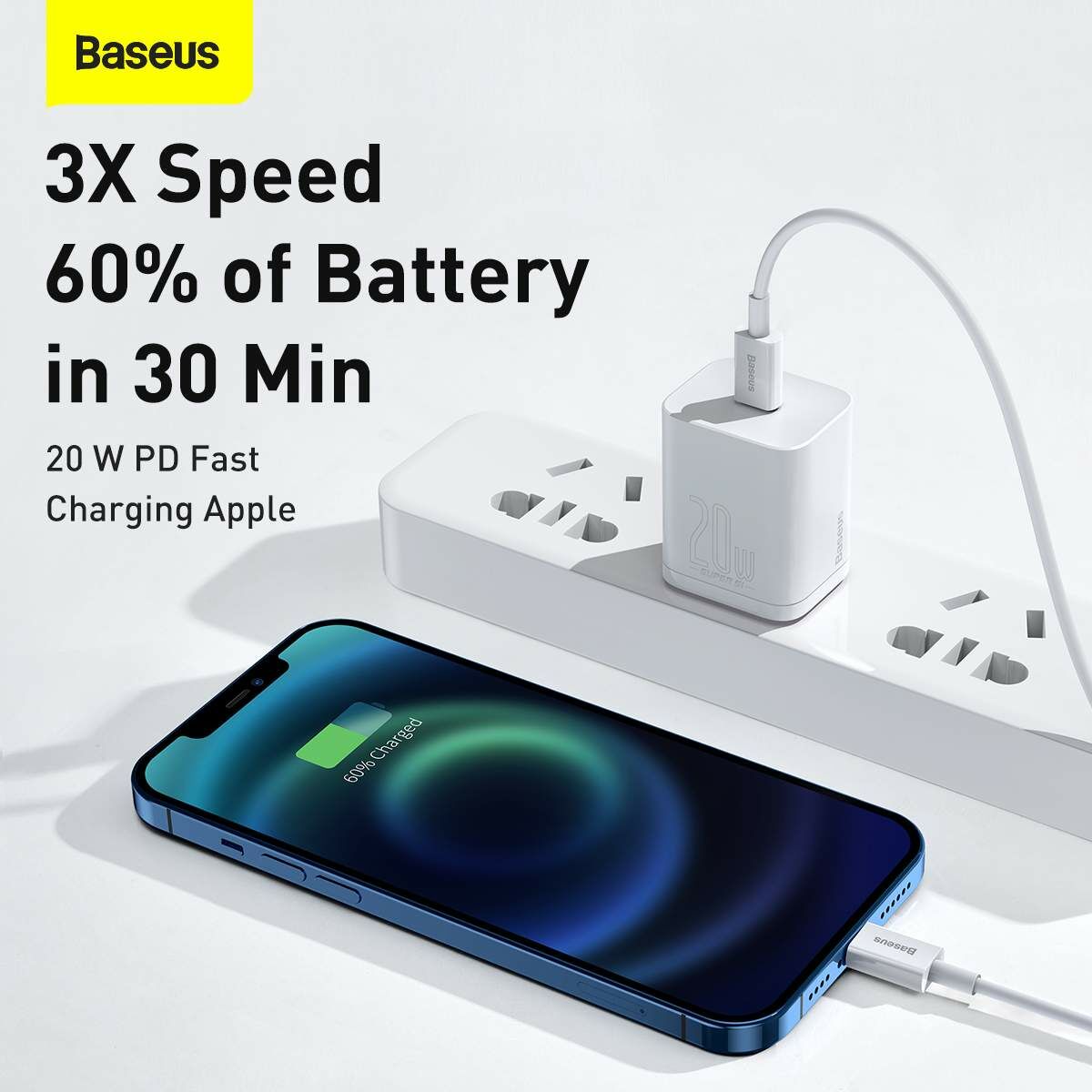 Baseus Superior Series USB-C to Lightning 20W Fast Charging Cable Cord 1M - White