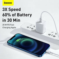 Thumbnail for Baseus Superior Series USB-C to Lightning 20W Fast Charging Cable Cord 1M - White