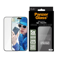 Thumbnail for PanzerGlass Ultrawide Fit Ceramic Glass Screen Protector For iPhone 16 Pro - Clear