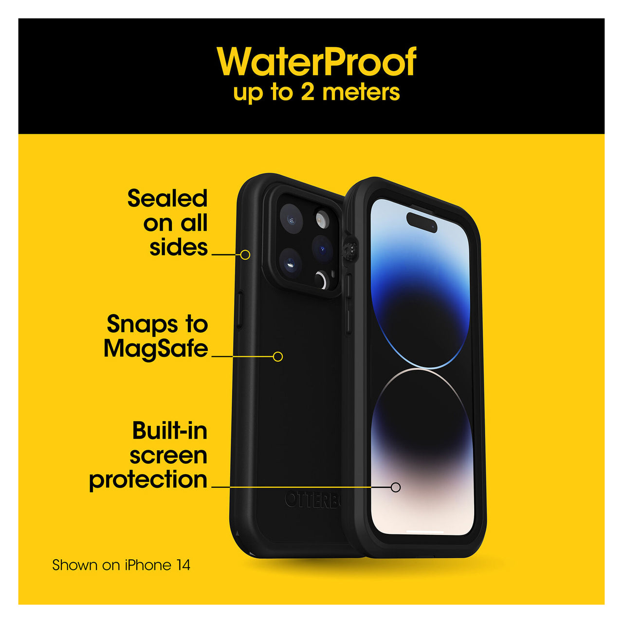 OtterBox Fre MagSafe Case for Apple iPhone 15 Plus 6.7" - Black