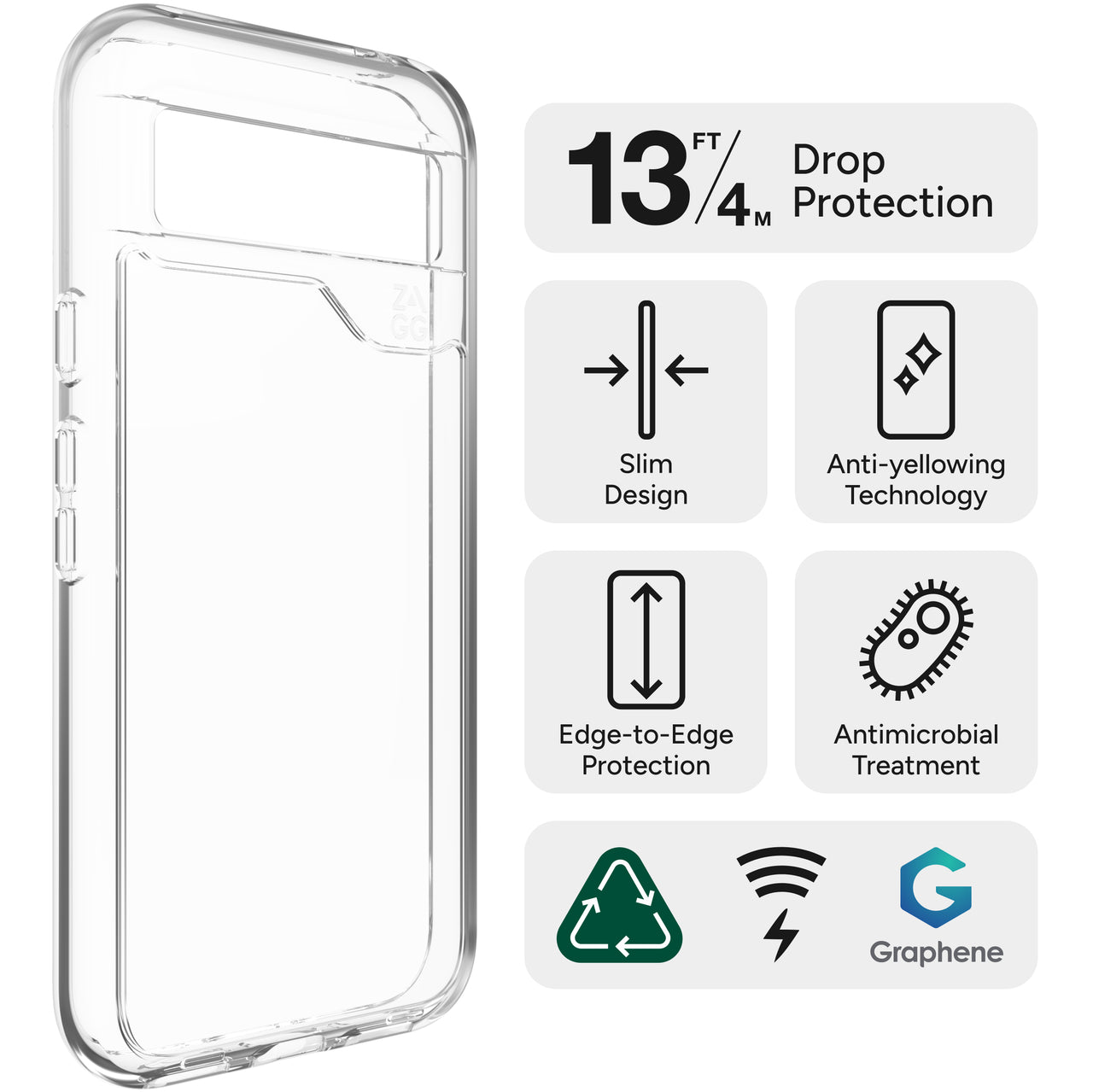 Zagg Crystal Palace & Glass Elite Bundle for Google Pixel 8a- Clear