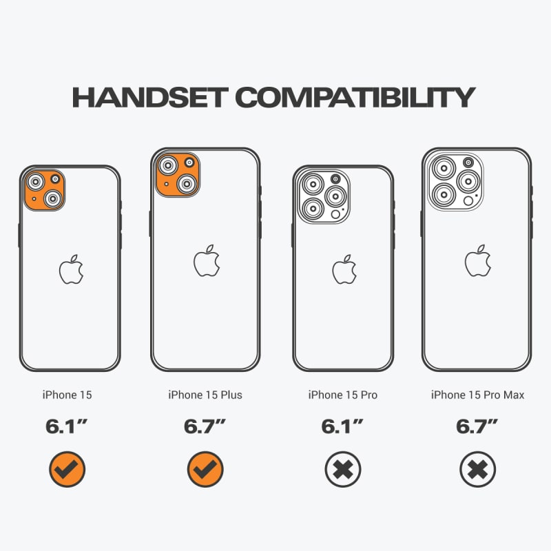 EFM Camera Lens Screen Armour for iPhone 15/15 Plus - 6.1" and 6.7" - Carbon