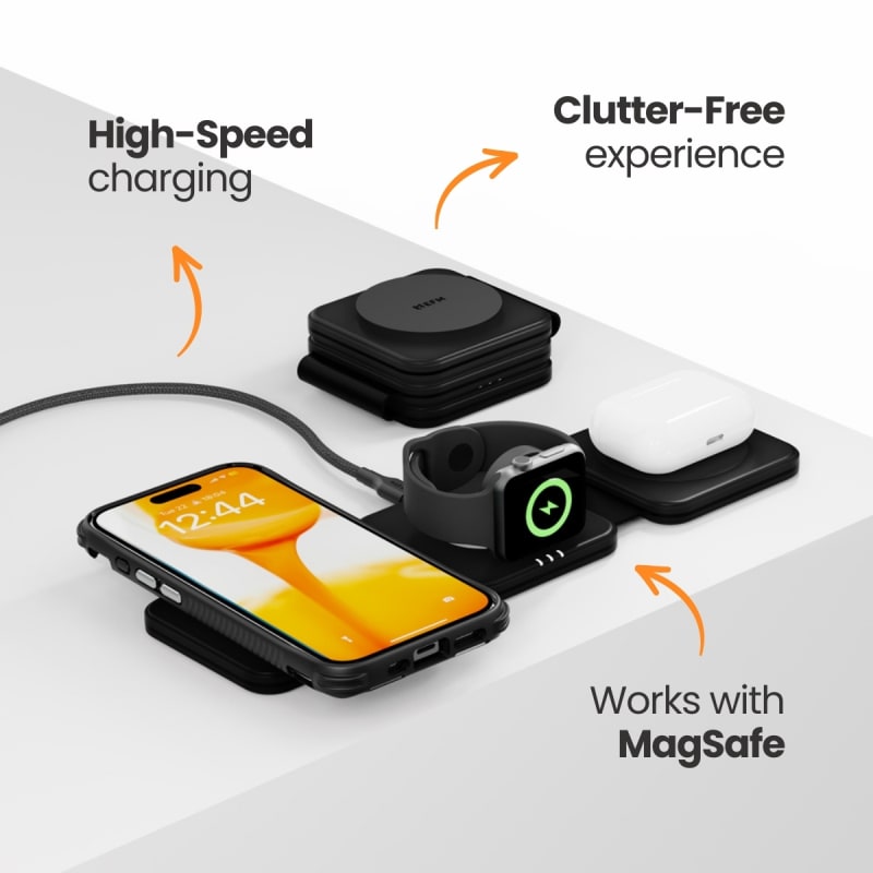EFM FLUX Travel 3-in-1 Wireless Charger With 20W Wall Charger