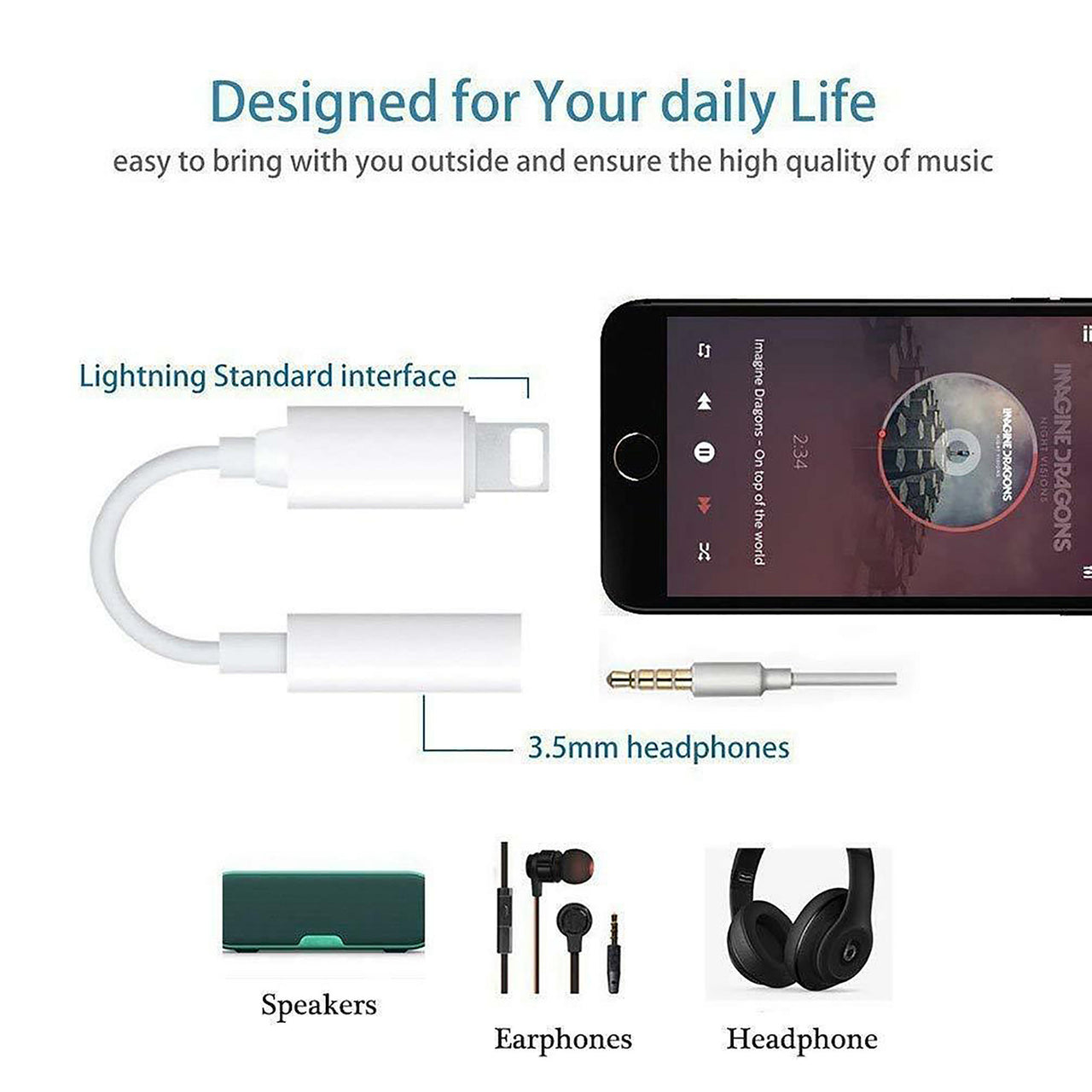 Apple Lightning to 3.5mm Headphone Jack Adapter - White