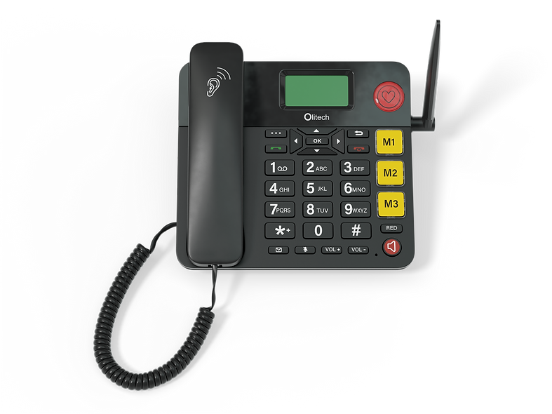 Olitech EasyTel 4G Seniors Phone Big Buttons Landline Homephone FM-Radio SOS Wifi Hotspot - Black