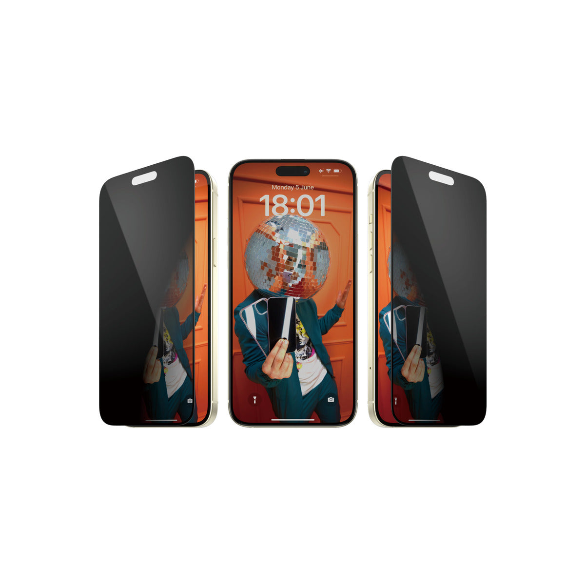 "PanzerGlass Privacy Ultra Wide Fit Screen Protector with EasyAligner for iPhone 15 Plus