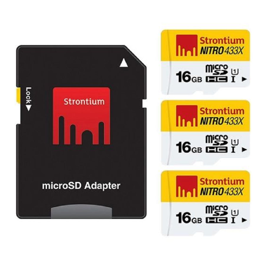 Strontium 16GB Nitro MicroSD 3 Pack SD Adapter