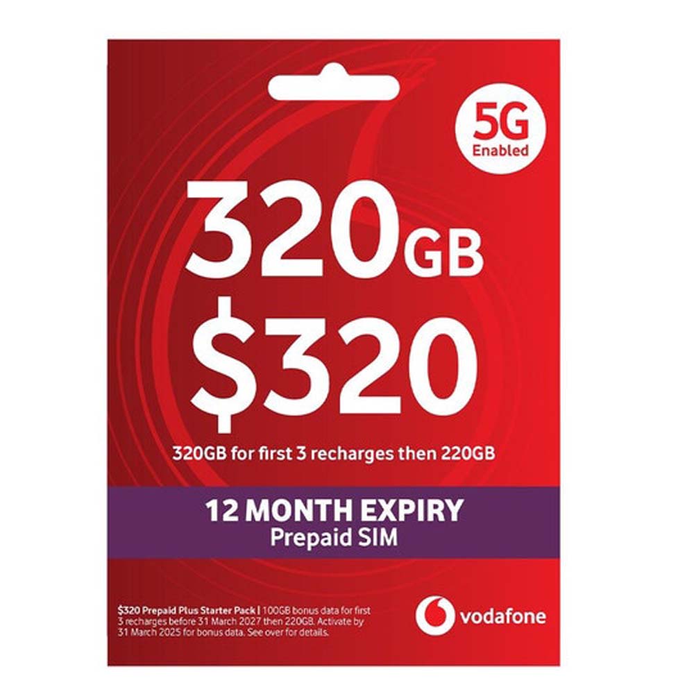 Vodafone $320 Prepaid Starter Pack - 365 Days/12 Month Expiry