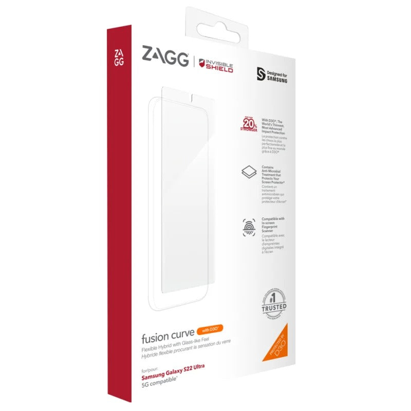 InvisibleShield Fusion D3O Screen Protector for Samsung Galaxy S22 Ultra (6.8) - Clear