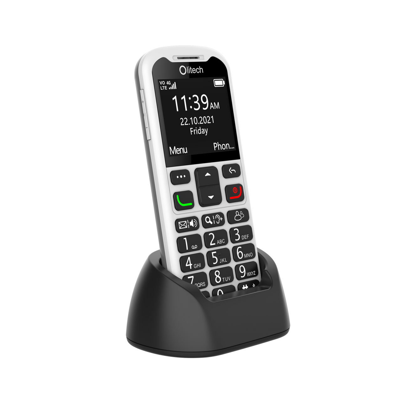 Olitech EasyMate2 Seniors 4G Phone Big Buttons GPS Location - Black/White