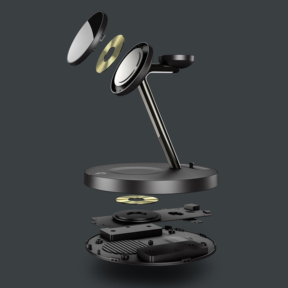 iQuick 4 in 1 Fast Wireless Charger With Magsafe+LED Ambient Light - Black