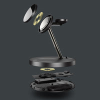 Thumbnail for iQuick 4 in 1 Fast Wireless Charger With Magsafe+LED Ambient Light - Black