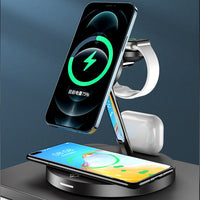 Thumbnail for iQuick 4 in 1 Fast Wireless Charger With Magsafe+LED Ambient Light - Black