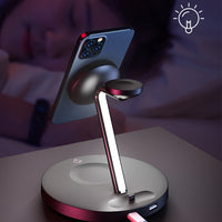 Thumbnail for iQuick 4 in 1 Fast Wireless Charger With Magsafe+LED Ambient Light - Black