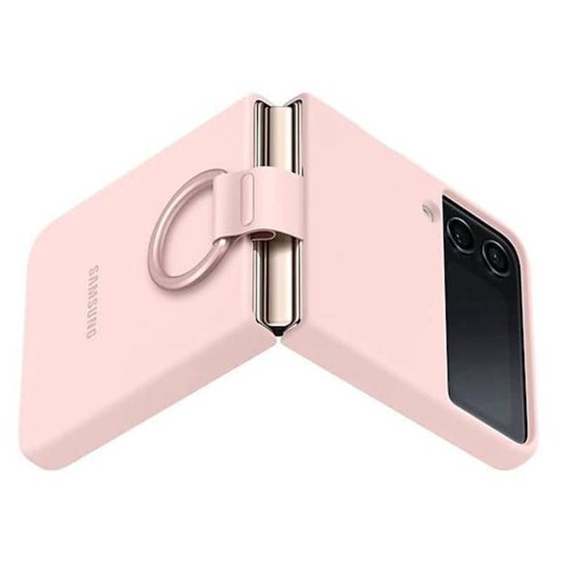 Samsung Galaxy Z Flip 4 Silicone Cover with Ring - Pink Gold