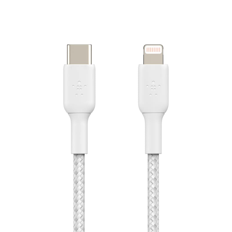 Belkin BOOSTCHARGE USB-C to Lightning 2M Braided Cable for Apple devices - White