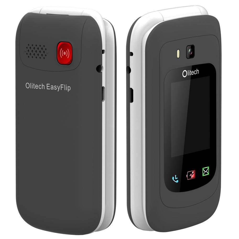 Olitech Easy Flip 4G Seniors Phone Big Buttons GPS Location - Black/White - Mobiles