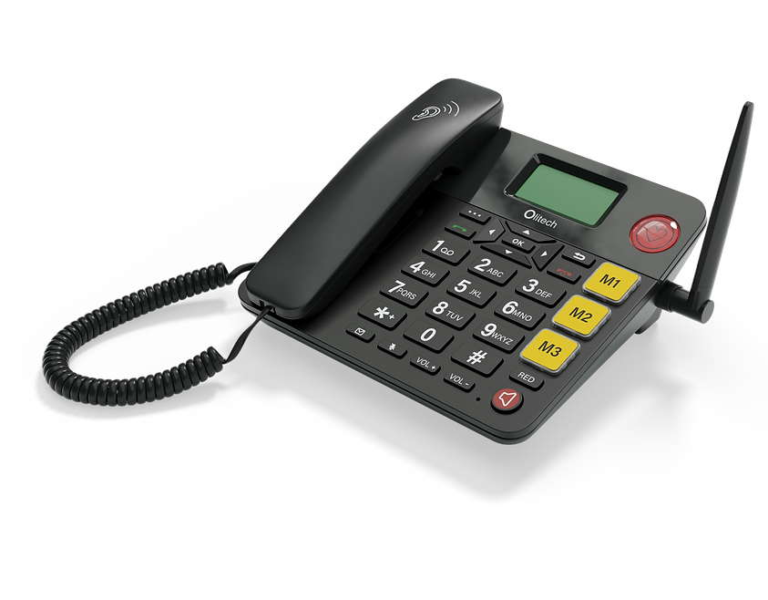 Olitech EasyTel 4G Seniors Phone Big Buttons Landline Homephone FM-Radio SOS Wifi Hotspot - Black