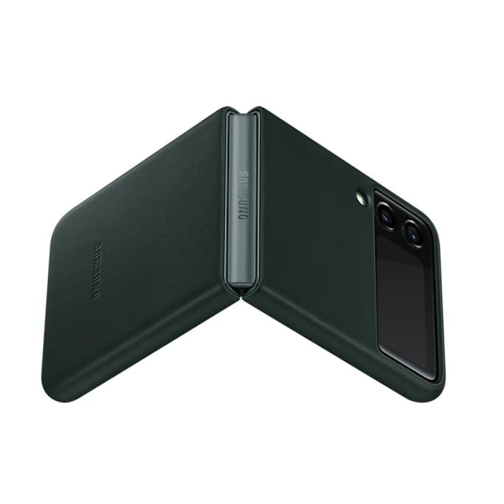 Samsung Leather Cover for Galaxy Flip 3 - Green - Accessories