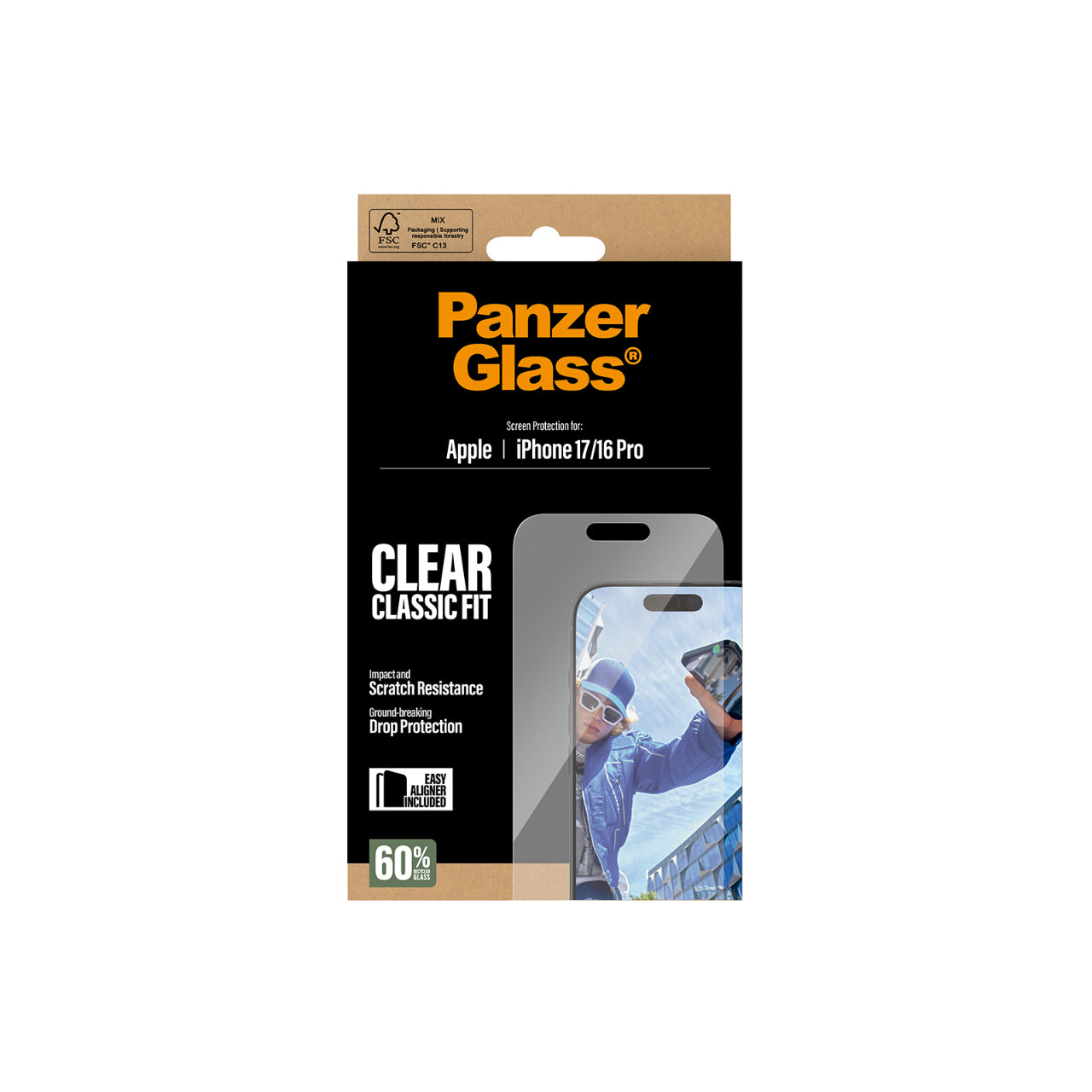 PanzerGlass Classic Fit Screen Protector for Apple iPhone 17/iPhone 16 Pro