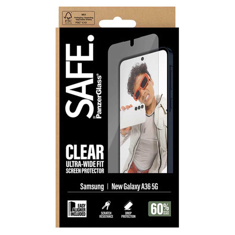 PanzerGlass Safe UltraWideFit Screen Protector for Samsung A37 - Clear