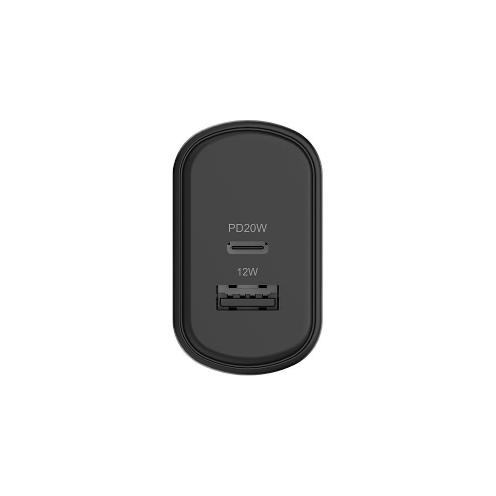 Cygnett PowerPlus 32W USB-C PD + USB A (20W USB-C + 12W USB-A) Wall AC Charger - Black