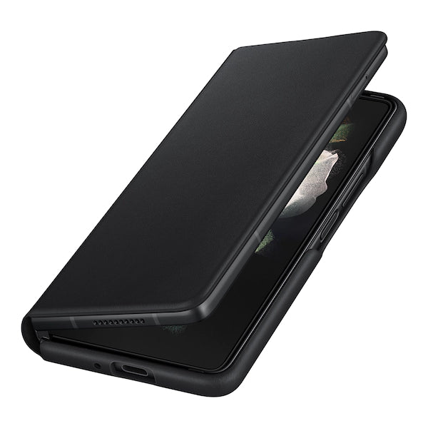 Samsung Leather Flip Cover for Galaxy Fold3 - Black