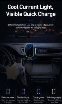 Thumbnail for Baseus 15W Wireless Fast Charger Air Vent & Suction Car Mount with Sensor Clamp