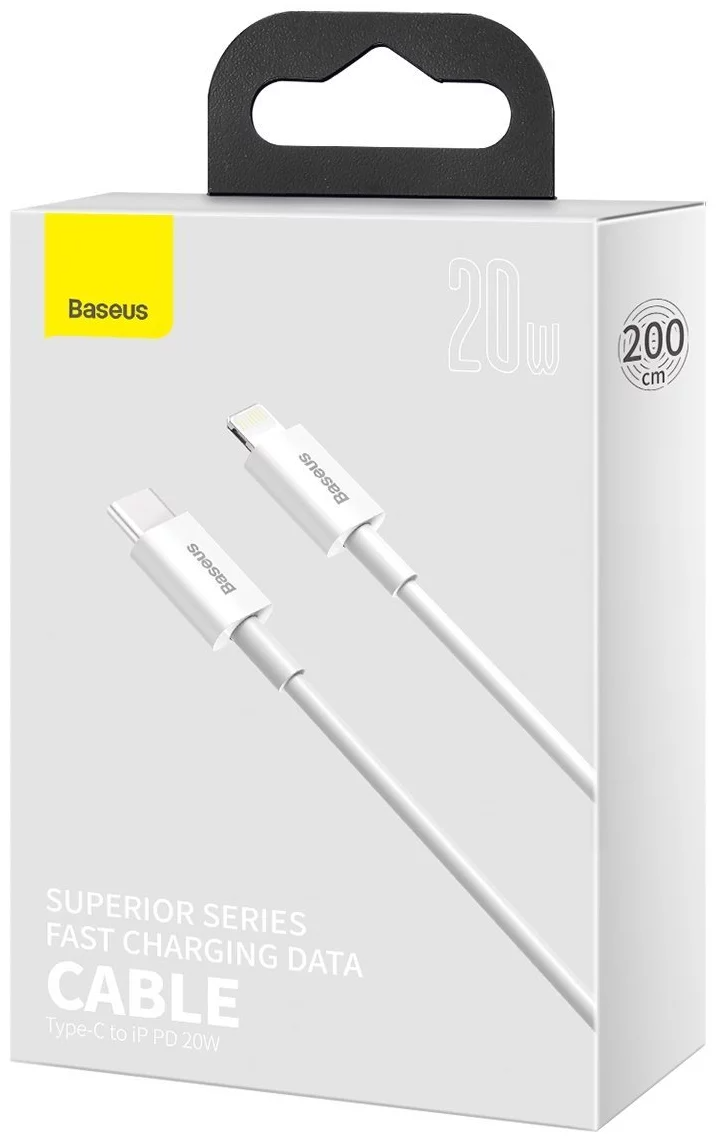 Baseus Superior Series USB-C to Lightning 20W Fast Charging Cable  Cord 2M - White