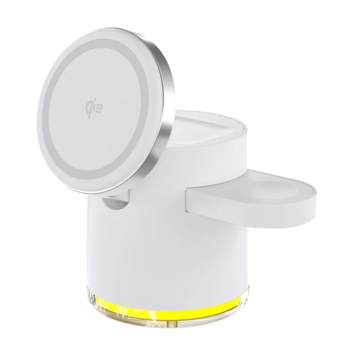 Jabees PowerGlow 4-In-1 Foldable Wireless Magsafe + Apple Watch Compatible Charging StationLED Night Light - White