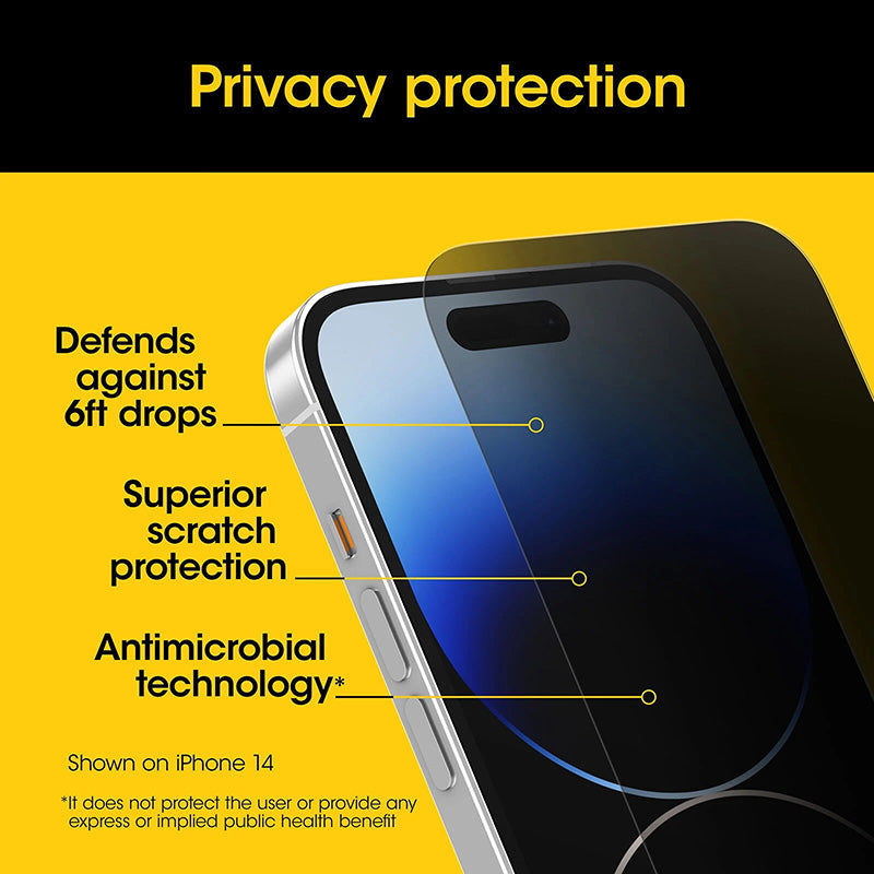 OtterBox Premium Pro Glass Antimicribial Privacy Apple iPhone 15 Plus (6.7") Screen Protector - Clear