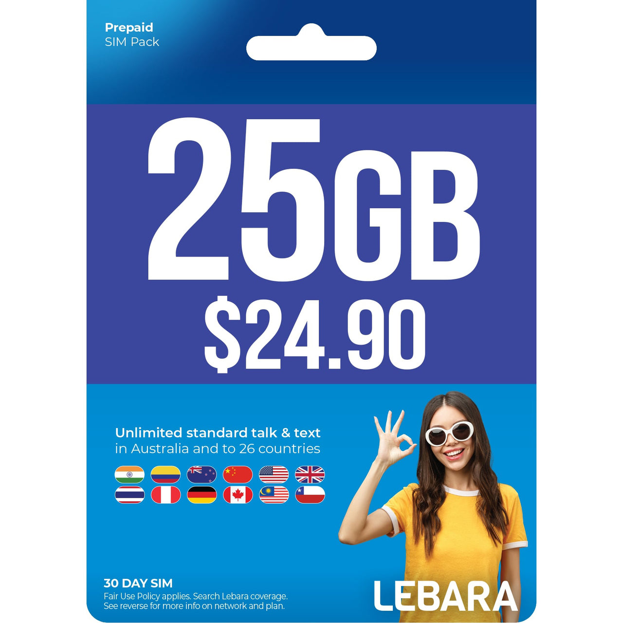 Lebara $24.90 Starter Pack PrePaid SIM Card
