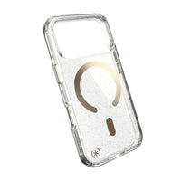 Speck Presidio Lux-Glitter MagSafe Case with Camera Control for iPhone 18 Pro - Clear/Gold Glitter