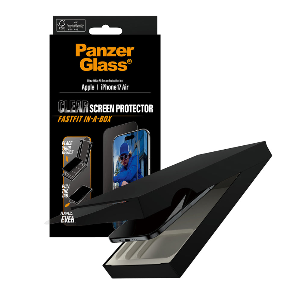 PanzerGlass Ulte Wide Fit Screen Protector with Fastfit in-a-box for iPhone Air