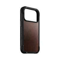 NOMAD Rugged Leather case for iPhone 18 Pro - Rustic Brown Horween