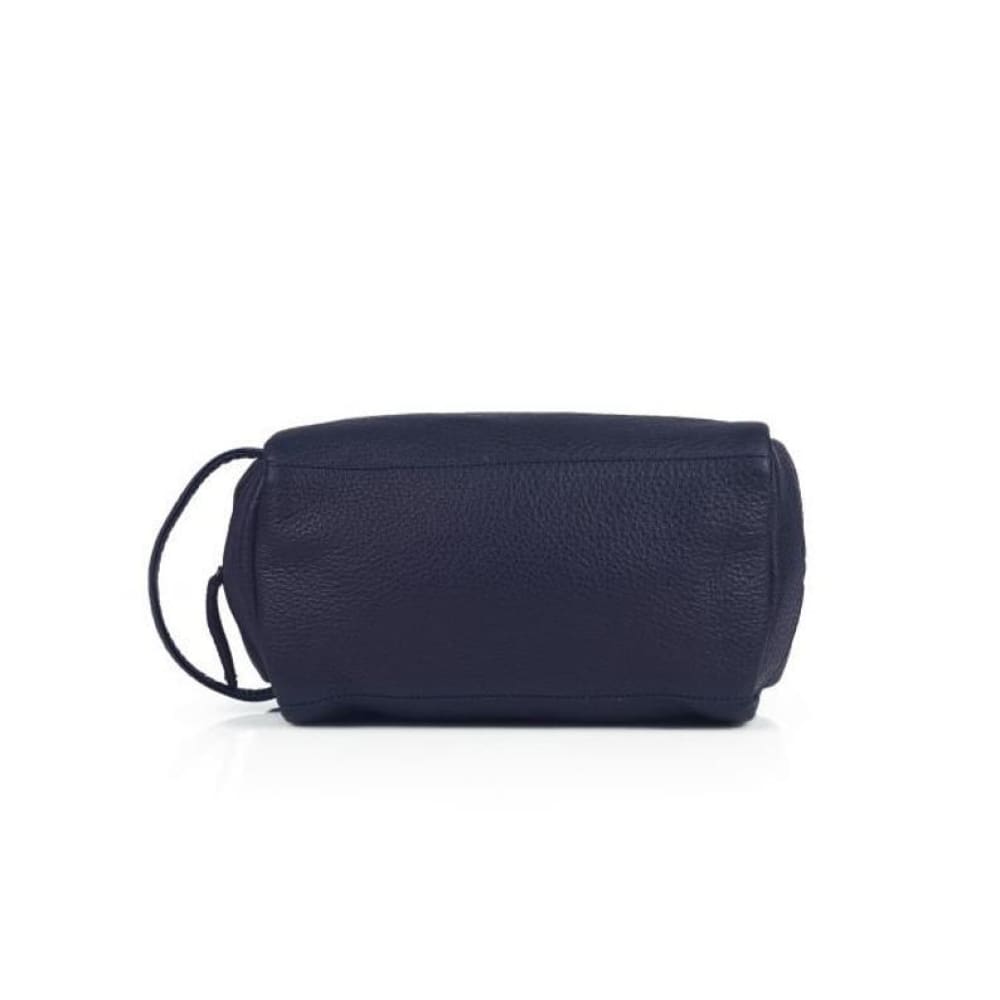 Leather United Unisex Dopp Toiletry Kit Bag - Navy Blue (Genuine Leather)
