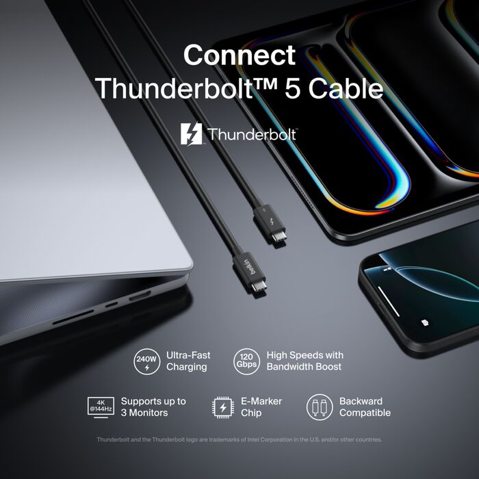 Belkin Connect Thunderbolt 5 USB-C to USB-C Cable (1M) - Black