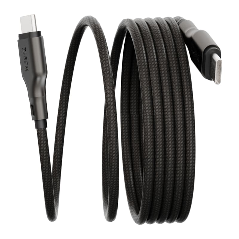 EFM Mag-Coil USB-C to USB-C Cable with Magnetic Self-Coiling Cable Management 2M - Black