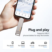 Thumbnail for HOCO UD15 2-in-1 High Speed Zinc alloy Flash Drive (USB-A & USB-C) - Metal gray